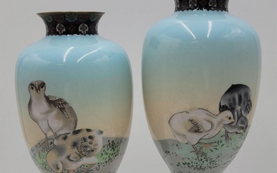Manner of Namikawa Sosuke: A Fine Pair of CloisonnÃ© Vases 19th Century