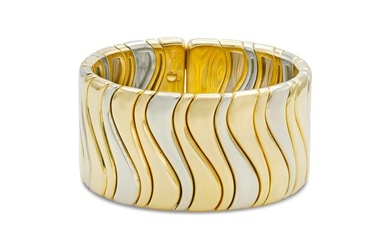 Marina B Two Toned Gold Wide Wave Cuff