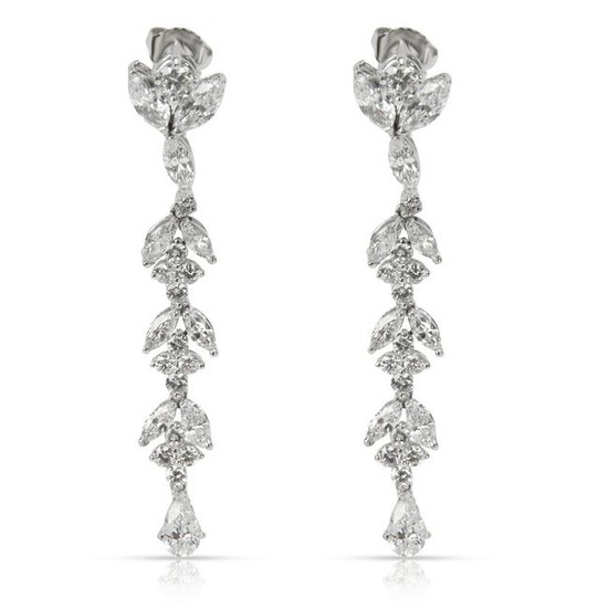 Marquise, Pear & Round Diamond Drop Earrings in