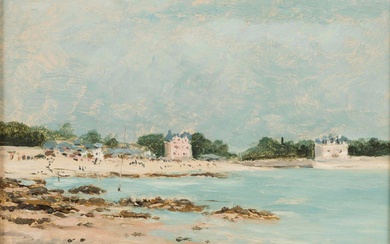 Maxime MAUFRA (1861-1918) La plage de Morgat, 1886 Huile sur toile. Signée et datée en...