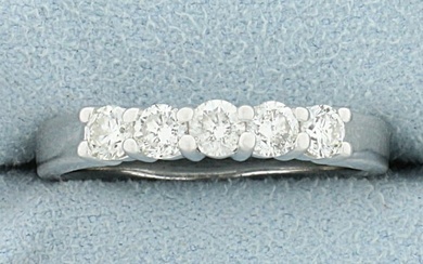 Men's 3/4ct TW 5 Stone Diamond Wedding or Anniversary Ring in 14K White Gold