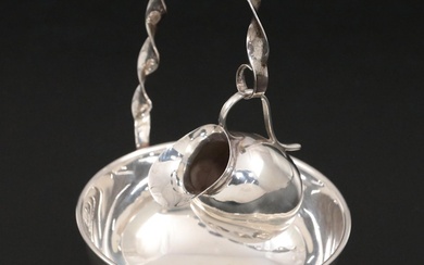 Mexican Sterling Silver Miniature Pitcher and Basin with Hanging Hook