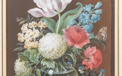 Mogelijk Sebastian Wegmayr (1776-1857), bloemstilleven in glazen vaas met...