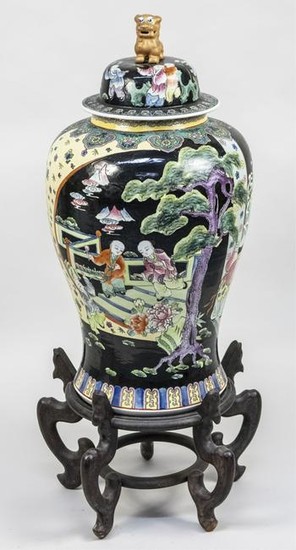 Monumental Chinese Porcelain Covered Jar