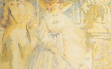 Morris Meredith Williams, British 1881-1973- Sir Willoughby Patterne and Sarah Middleton; watercolour, signed lower right, 63 x 50 cm (ARR)