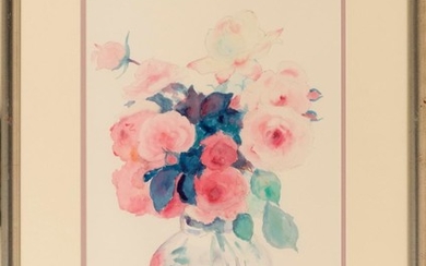 NANCY BRAGINTON-SMITH, Massachusetts, Contemporary, Roses in a vase., Watercolor on paper, 17" x 12" sight. Framed 25" x 19".
