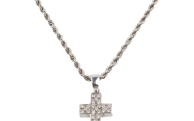 NECKLACE WITH A CROSS-SHAPED PENDANT IN 18KT WHITE GOLD