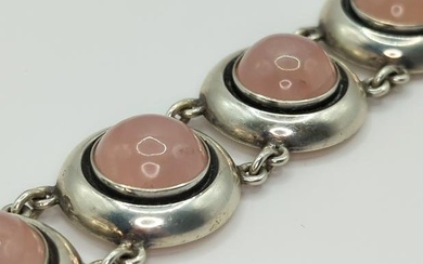 NIELS ERIK FROM; Modernist Sterling Silver Pink Quartz Bracelet