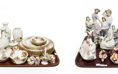 Nao figure groups, Royal Doulton lady 'Sunday Best' and a...
