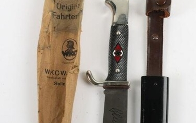 Near Mint Un-Issued Hitler Youth Boys Dagger by WKC Solingen with Original Paper Bag of Issue