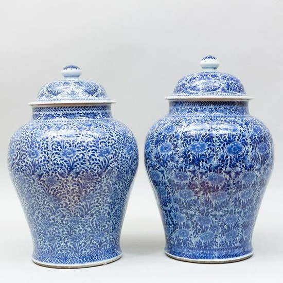 Near Pair of Large Chinese Export Blue and White