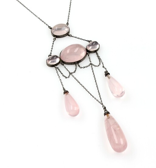 Necklace with rose quartz , Idar-Oberstein approx....