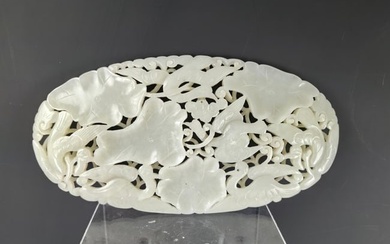 Nephrite Jade Carved Pendant Scene of Lotus Pond