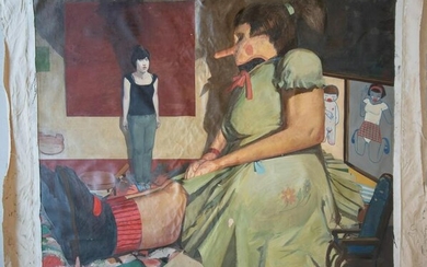 Nick Cortese Painting of Girl with Dolls