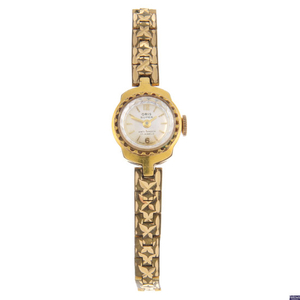 ORIS - a lady's gold plated bracelet watch with two Oris watches.