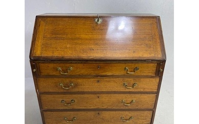 Oak Bureau with four drawers, fall front revealing pigeon ho...