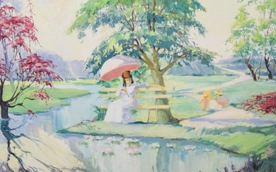 Oil Painting of Woman with Parasol