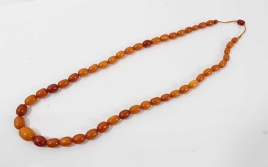 Old amber bead necklace with a string of graduated butterscotch beads