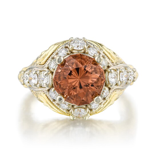 Orange Tourmaline and Diamond Ring