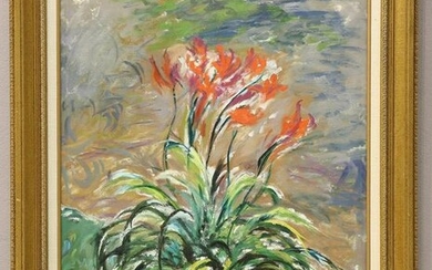 P. Spencer Oil Lilly Floral Oil on Canvas