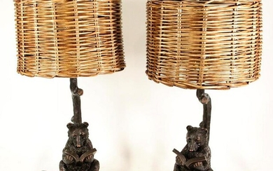PAIR OF BEAR KNOWLEDGE LAMPS