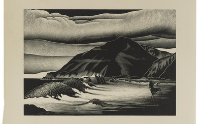 PAUL HAMBLETON LANDACRE (California/Ohio, 1893-1963), The Campers, 1939., Woodcut, 6" x 8.25".