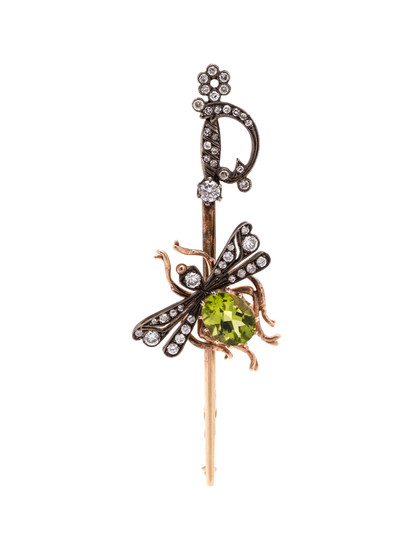PERIDOT AND DIAMOND INSECT AND SABER BROOCH