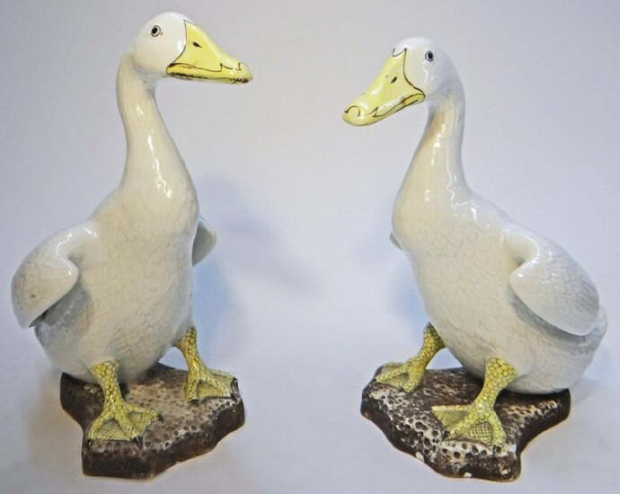PR OF CHINESE BISCUIT WARE DUCKS ( 10 1/2'" TALL)