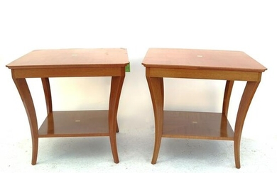Pair Faded Mahogany Inlaid Side Tables