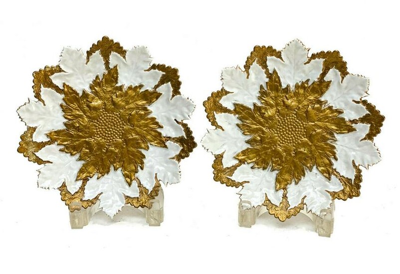Pair Meissen Porcelain Gold Encrusted Cabinet Plates