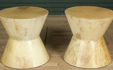 Pair Parchment Side Tables