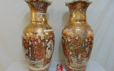 Pair Royal Satsuma vases, 31" tall, decorative