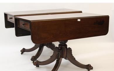 Pair of 19th Century drop-leaf supper tables each with a sin...