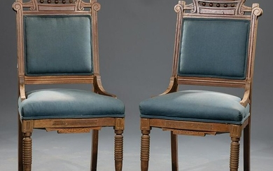 Pair of American Eastlake Walnut Side Chairs