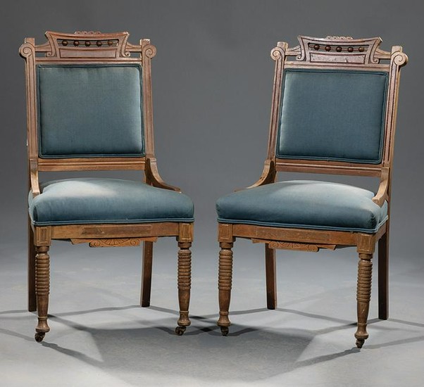 Pair of American Eastlake Walnut Side Chairs