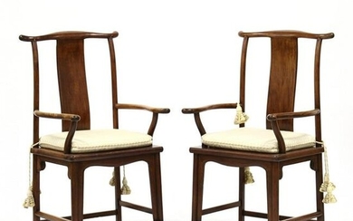 Pair of Chinese Hardwood Armchairs