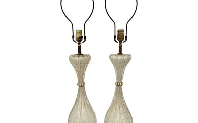Pair of Murano Glass Speckle Table Lamps