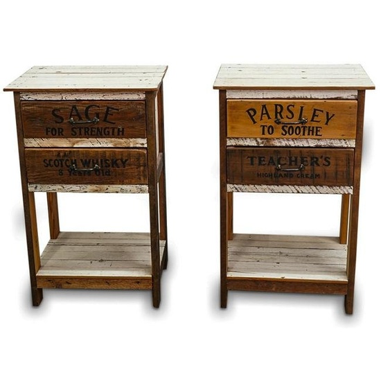 Pair of Rustic Apothecary Side Tables