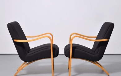 Pair of Thonet Bentwood Lounge Chairs, Manner of Alvar Aalto