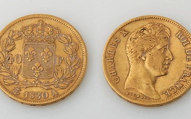 Pièce de 40 Francs or de 1830 A. Diam. : 2,5 cm. Poids : 12,78...