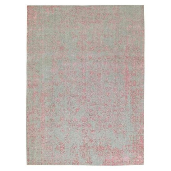 Pink Wool and Art Silk Transitional Design Hand Loomed