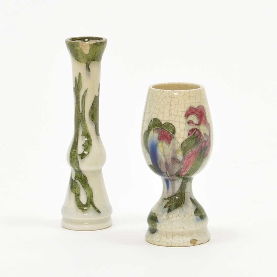 Pottery earthenware miniature vase (so called "little nightcap mug"), light...