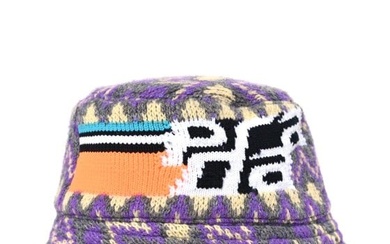 Prada Wool Zigzag Logo Bucket Hat S Multicolor