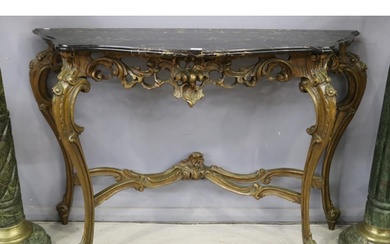 Quality antique style console with black marble top, approx ...