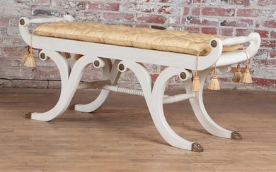 REGENCY STYLE PAINTED BENCH CURVED LEGS
