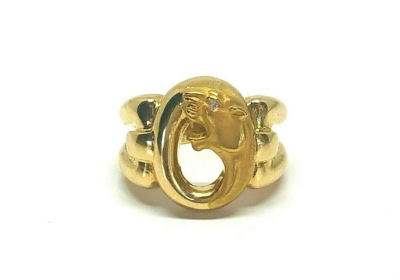 ROAR Vintage Panther Diamond Yellow Gold Ring