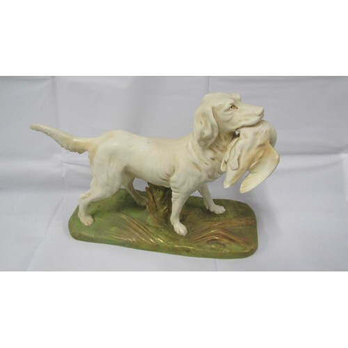ROYAL DUX HUNTING DOG 8" TALL 10" ACROSS IN GOOD CONDITION