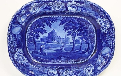 Ralph Halls Deep Blue Historical Staffordshire Platter "Palace of Saint Germain, France"