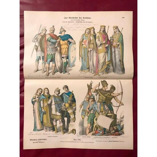 Rare 19thc Costume Plates, 5th - 10th Century