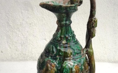 Rare Tang Dynasty Sancai Pottery Ewer with Phoenix Motif